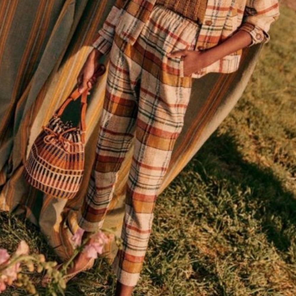 Sezane Multicolor Plaid Pants